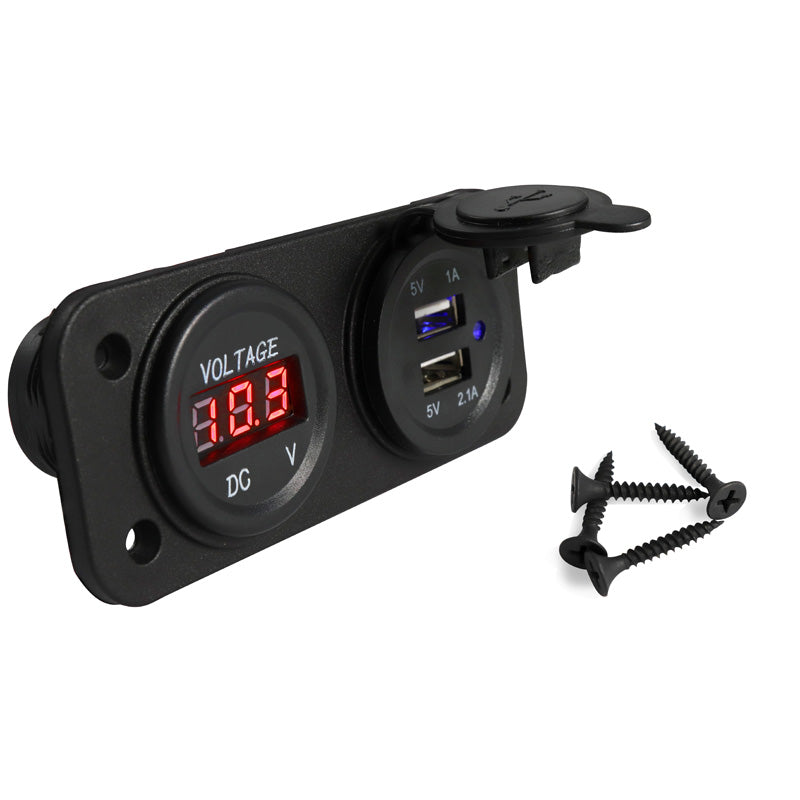 ITL VOLT METER  USB 1A/2.1A W/ MOUNT. PANEL 2600013