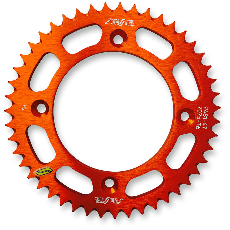 SUNSTAR SPROCKETS 428-47T ALUMINUM REAR SPROCKET ORANGE 5-248147OR