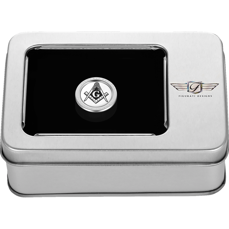 FIGURATI DESIGNS HEEL-TOE SHIFTER COVER SILVER WITH MASONIC EMBLEM FD42-HTSC-SS