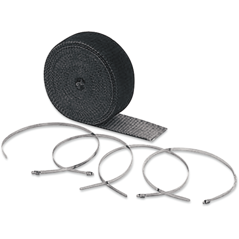 ACCEL 2"X25' BLACK EXHAUST WRAP W/ CLAMPS 2002BK