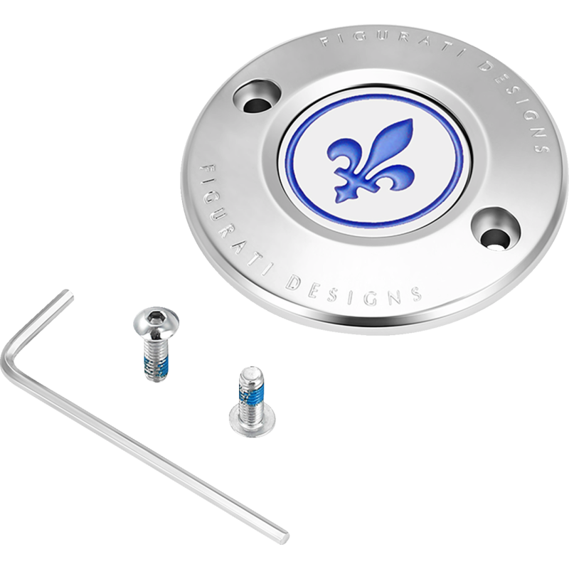 FIGURATI DESIGNS BLUE FLEUR-DE-LIS M8 TIMING COVER SILVER FD05-TC-2H-SS