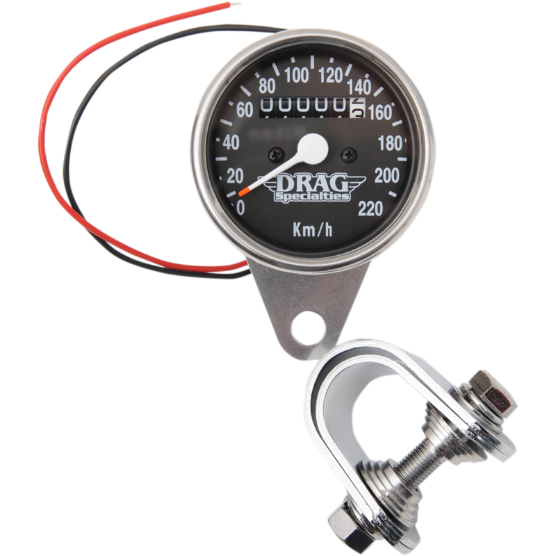 DRAG SPECIALTIES SPEEDO 2:1 CHR/BLK KM/H 2210-0330