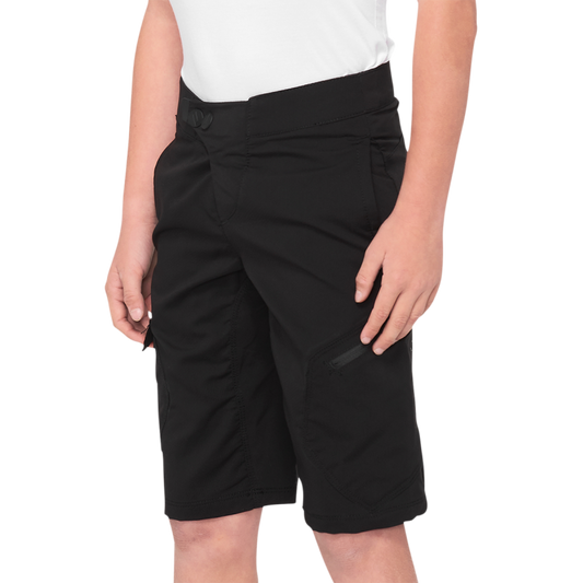 100% RIDECAMP YOUTH SHORTS BLACK 24 40033-00001