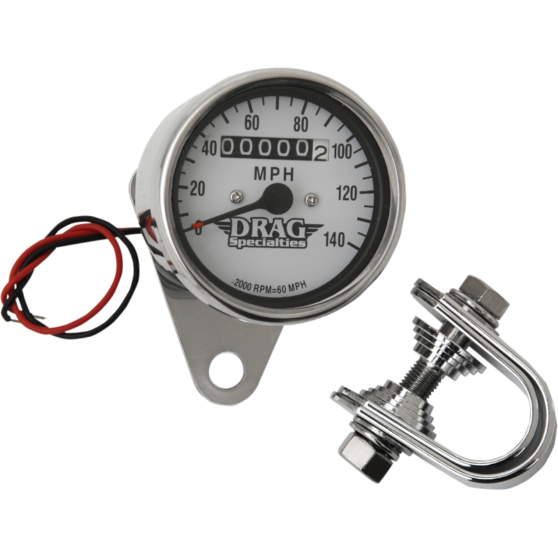 DRAG SPECIALTIES MINI MECH 140MPH SPEEDO W/WHITE 2:1 DS-244135