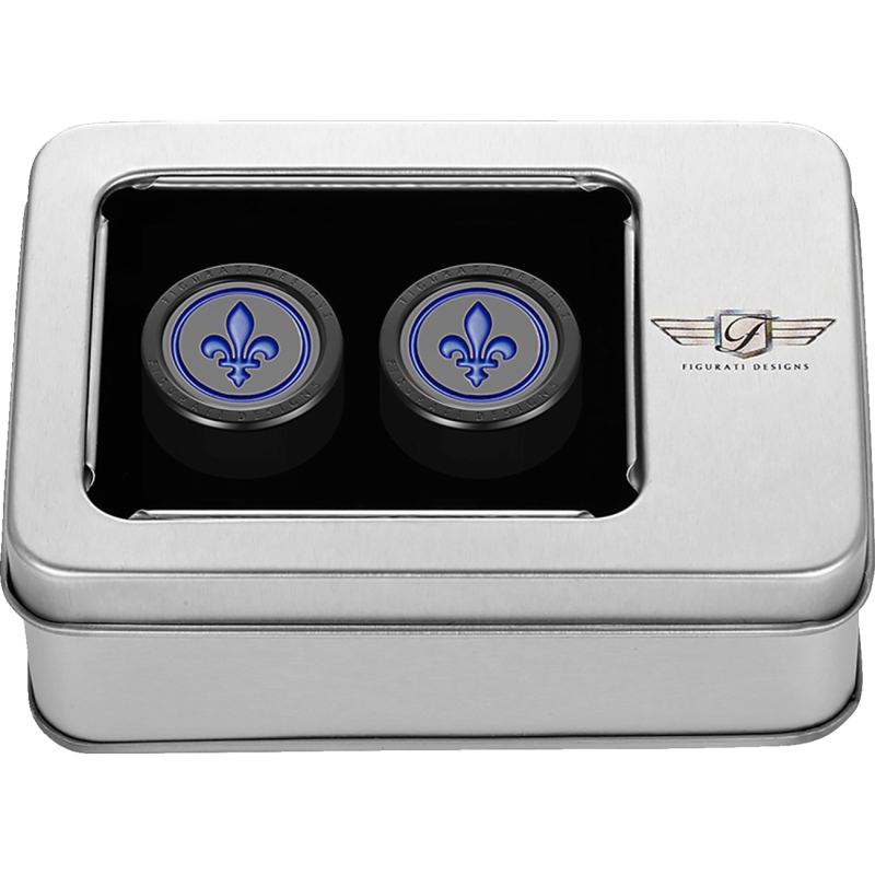 FIGURATI DESIGNS BLUE FLEUR-DE-LIS DOCKING COVERS BLACK 27X32MM FD05-27.2/32-BK
