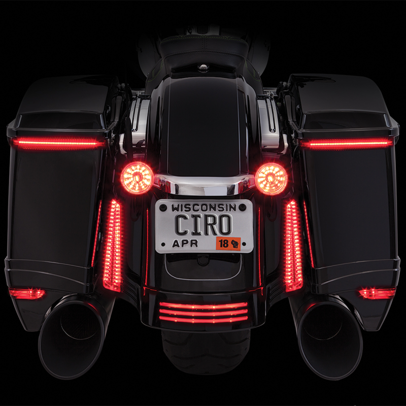 CIRO LLC BAG BLADES '14-UP RED LEDS, LIGHT SMOKE LENSES 40042