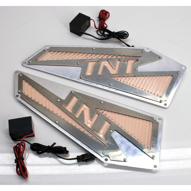 TNT FOOTREST+LED STEP LIGHT SILVER (2PCS). 360044