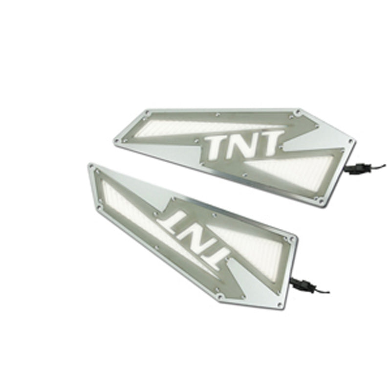 TNT FOOTREST+LED STEP LIGHT SILVER (2PCS). 360044