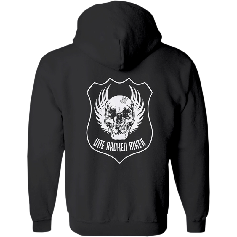 ONE BROKEN BIKER MENS ZIP UP 3 LOGO HOODIE XXL M3LOGOZIPHDXXL