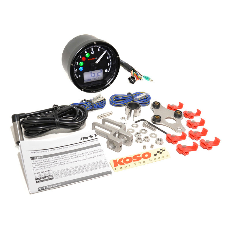 KOSO TNT-01 MULTIFUNCTION METER H-D WHITE FACE/CHR CASE BA035W00-HD