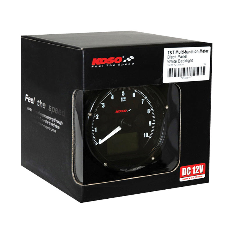 KOSO TNT-01 MULTIFUNCTION METER H-D WHITE FACE/CHR CASE BA035W00-HD