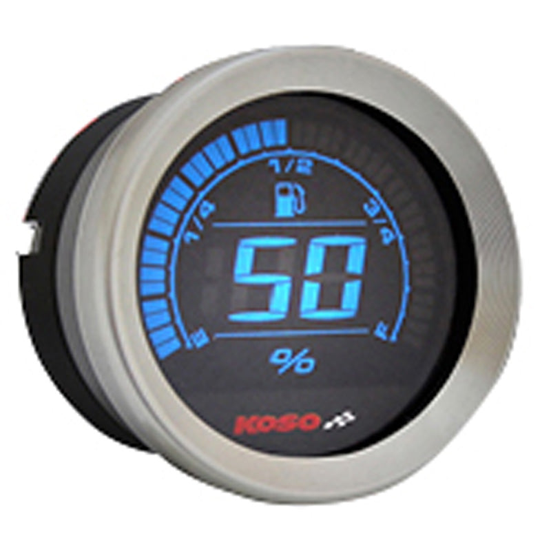KOSO HD-02F HARLEY 2'' FUEL METER - SILVER BEZEL BA050200