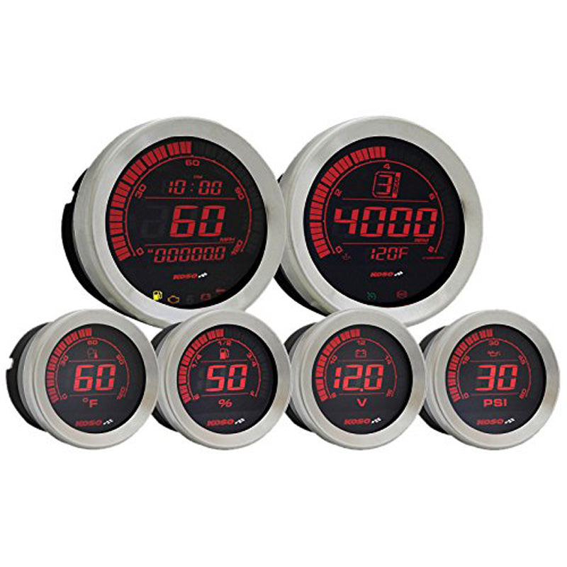 KOSO HD-02 HD SERIES-6PCS KIT-SILVER BEZEL-W/AIR TEMP BA050901