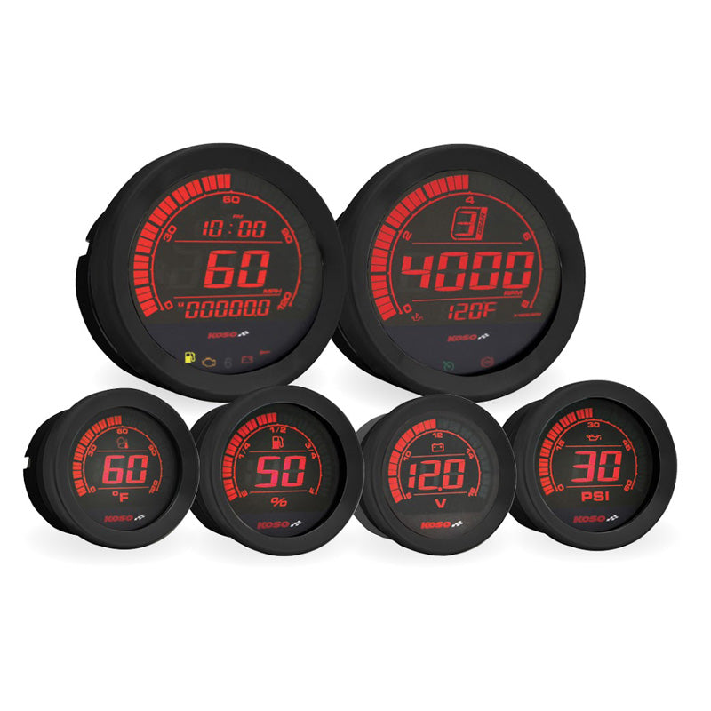 KOSO HD-02 HD SERIES-6 PCS KIT-BLACK BEZEL-W/AIR TEMP BA050903