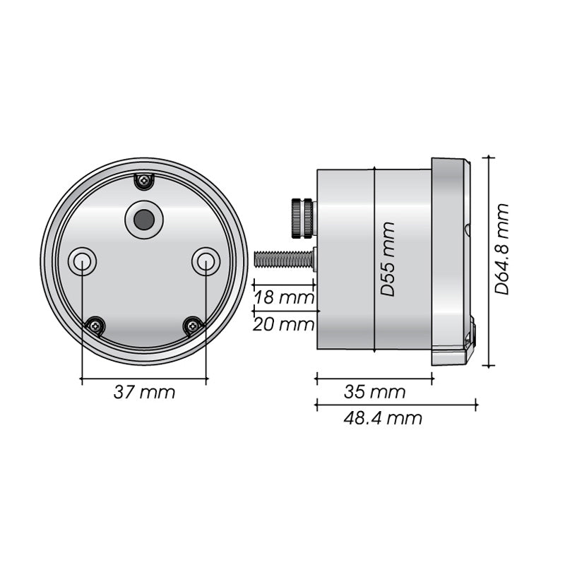 KOSO DL-02R TACHOMETER (FIT BULLET CASING)FOR HARLEY BA555B19-HD