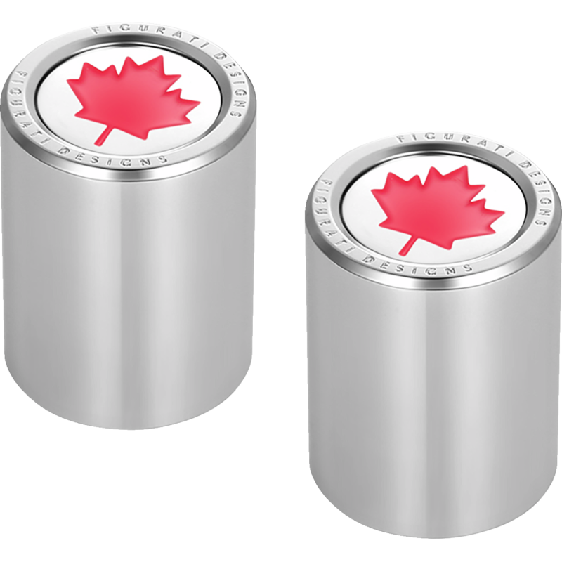 FIGURATI DESIGNS RED MAPLE LEAF DOCKING COVERS SILVER 27X32MM FD03-27.2/32-SS