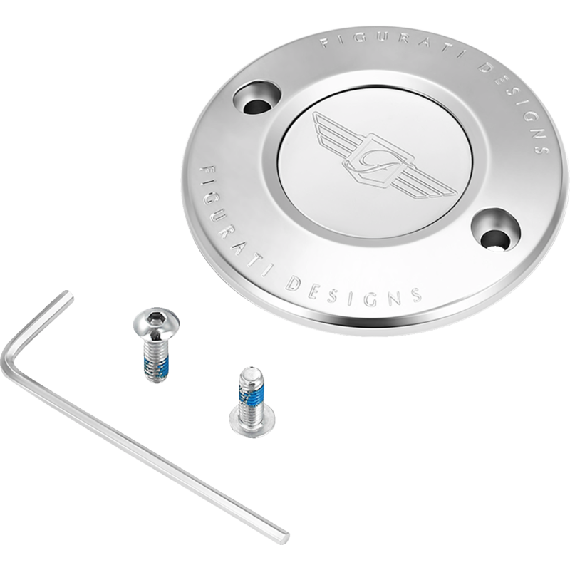 FIGURATI DESIGNS TIMING COVER SILVER WITH FIGURATI DESIGNS LOGO, 2-HOLE FD01-TC-2H-SS