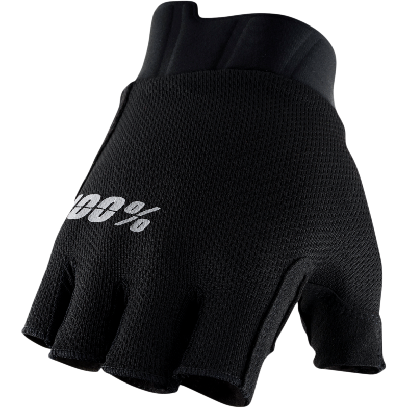 100% EXCEEDA GEL SHORT FINGER GLOVES SOLID BLACK SM 10024-00000