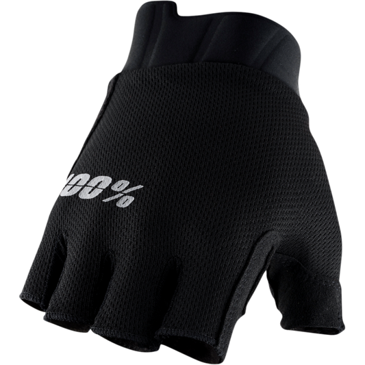 100% EXCEEDA GEL SHORT FINGER GLOVES SOLID BLACK SM 10024-00000