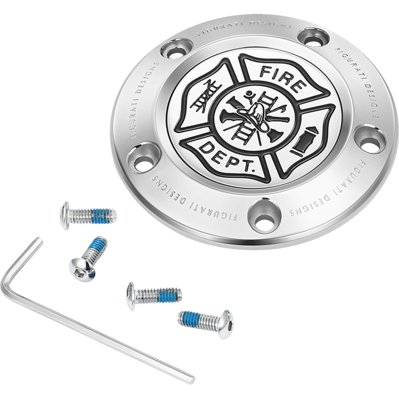 FIGURATI DESIGNS TIMING COVER SILVER WITH MALTESE CROSS-FIRE, 5-HOLE FD74-TC-5H-SS