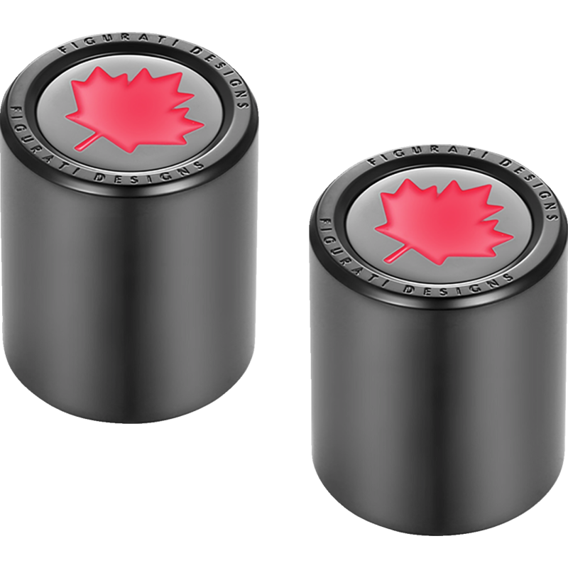 FIGURATI DESIGNS RED MAPLE LEAF DOCKING COVERS BLACK 25X32MM FD03-25.2/32-BK
