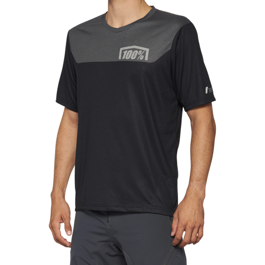 100% AIRMATIC SHORT SLEEVE JERSEY BLACK/CHARCOAL - XL 40014-00003