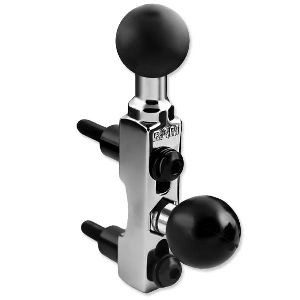 RAM CHROME MOTORCYCLE BRAKE/CLUTCH RESERVOIR DOUBLE BALL BASE CHROME, DOUBLE BALL RAM-B-309-2CHU