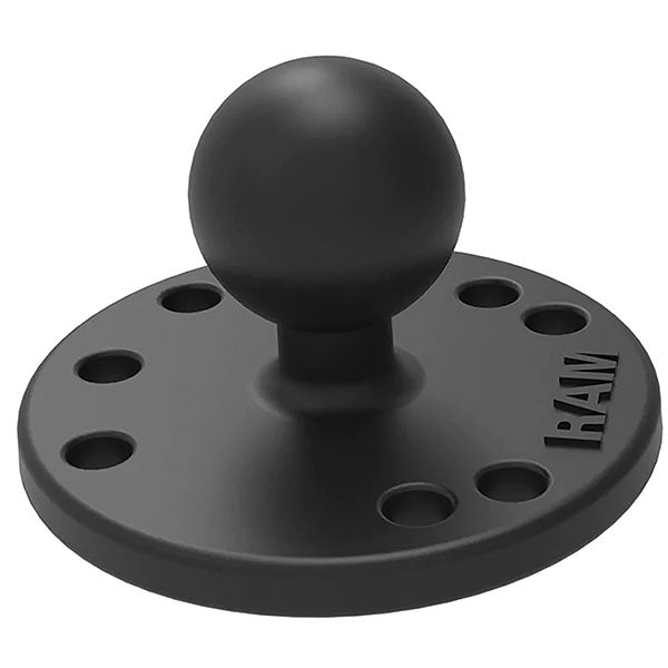 RAM ROUND PLATE WITH BALL - B SIZE BLACK, MARINE GRADE ALUMINUM RAM-B-202