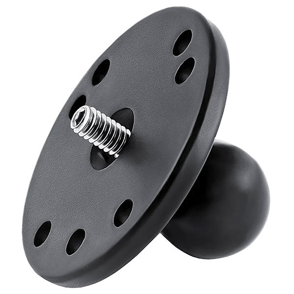 RAM BALL ADAPTER WITH ROUND PLATE AND 1/4"-20 THREADED STUD - B SIZE B SIZE 1" BALL RAM-B-202A