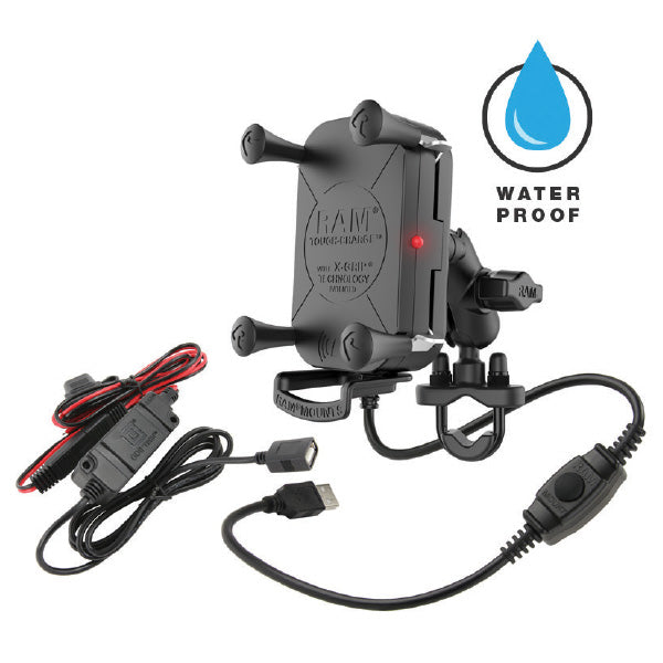RAM MOUNTS TOUGH-CHARGE WIRELESS X-GRIP UBOLT H-BAR MNT & MC HARDWARE RAMB149Z-A-UN12W-V7M