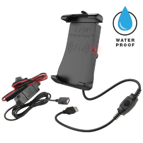 RAM MOUNTS QUICK-GRIP WIRELESS CHARGER W/B-BALL & EXT CBL & MC HRDWRE RAM-HOL-UN14WB-V7M-1