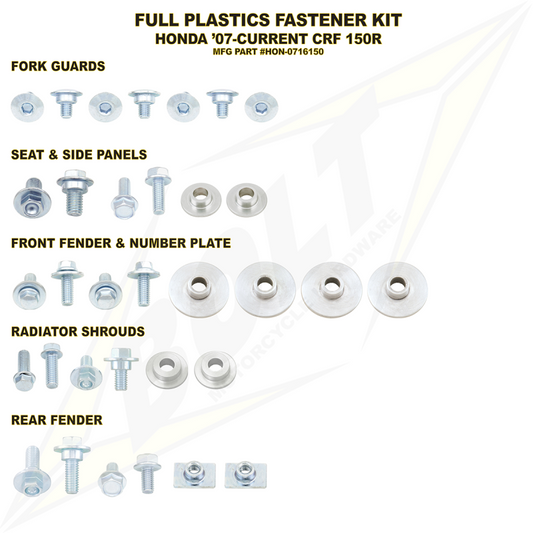 BOLT Honda Full Plastics Fastener (Kt) HON-0716150
