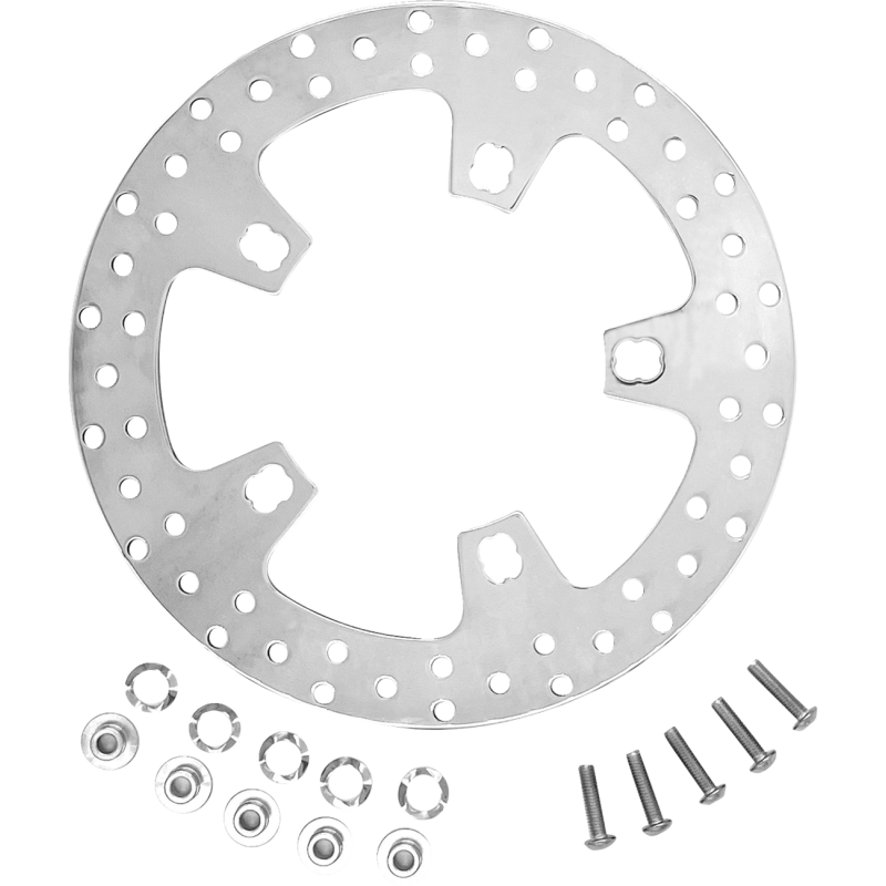 COASTAL MOTO 11.5" FRONT PERIMETER ROTOR FL POLISHED W/HARDWARE SOLD EA CM-FR-115P
