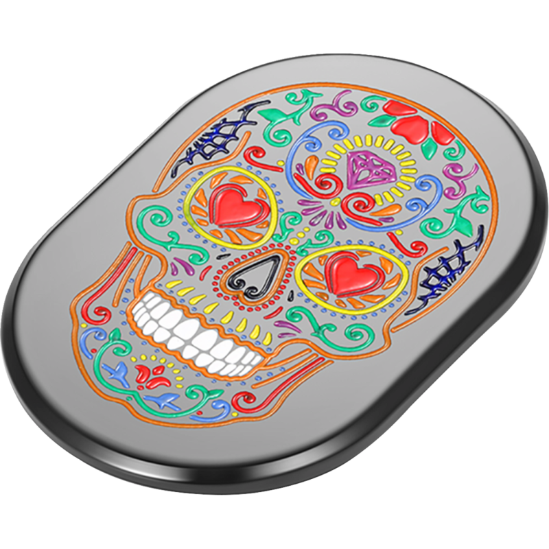 FIGURATI DESIGNS BACK FENDER COVER BLACK WITH SUGAR SKULL-LEFT FD30-AC-BLK-LT