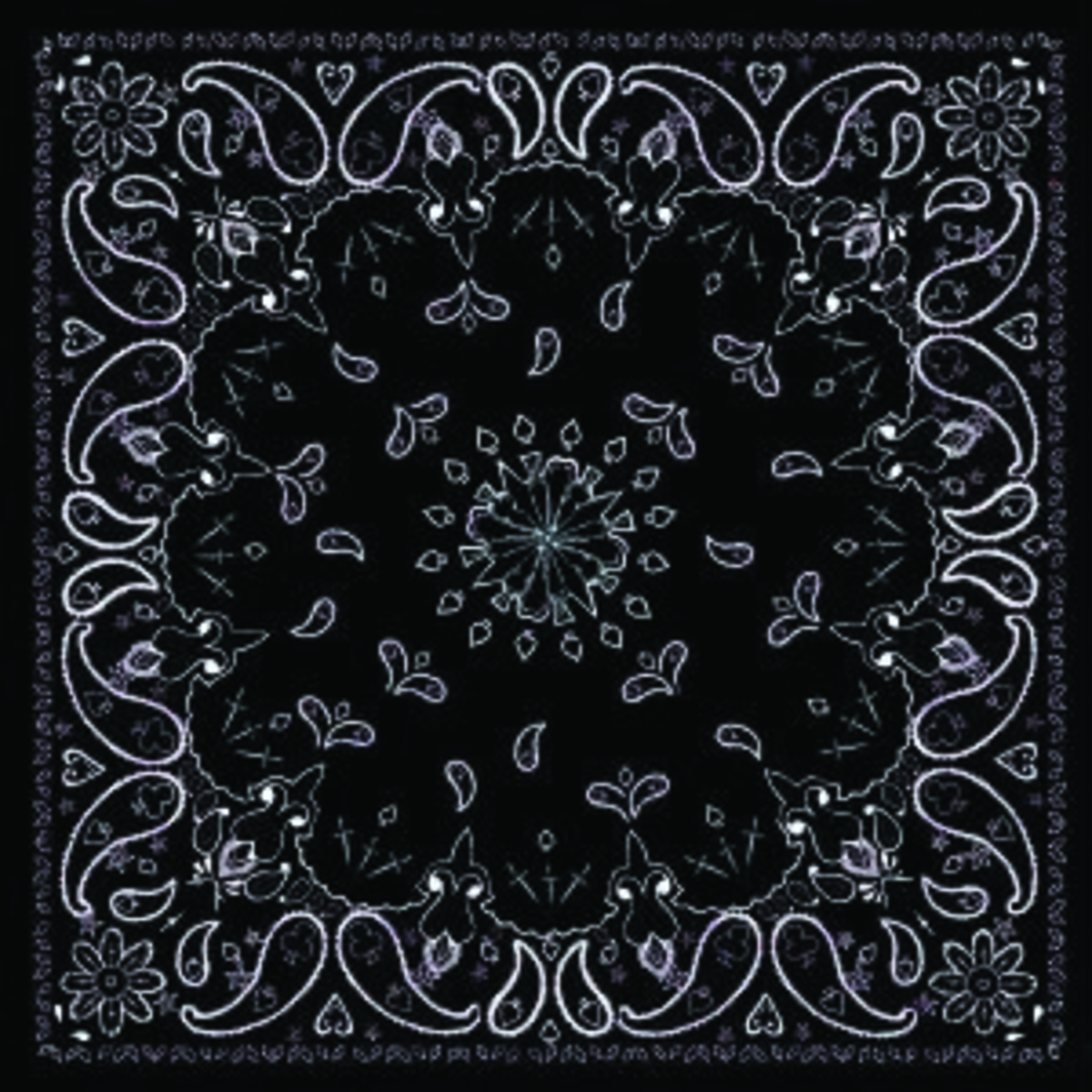 ZAN HEADGEAR BANDANNA BLACK PAISLEY B001