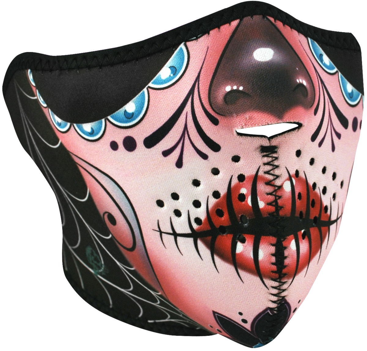ZAN HEADGEAR HALF MASK NEOPRENE SUGAR SKULL REVERSI WNFM082H