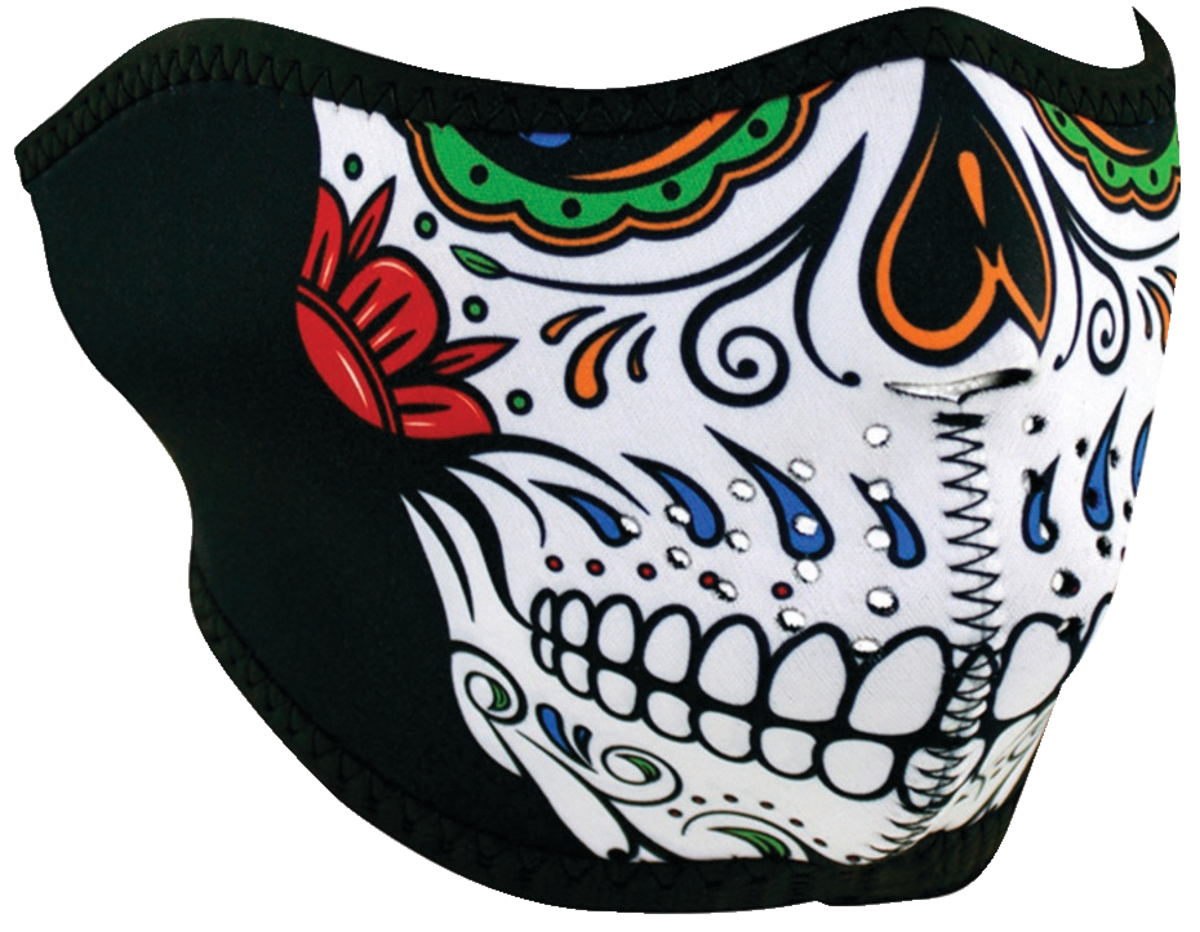 ZAN HEADGEAR HALF MASK NEOPRENE MUERTE SKULL WNFM413H