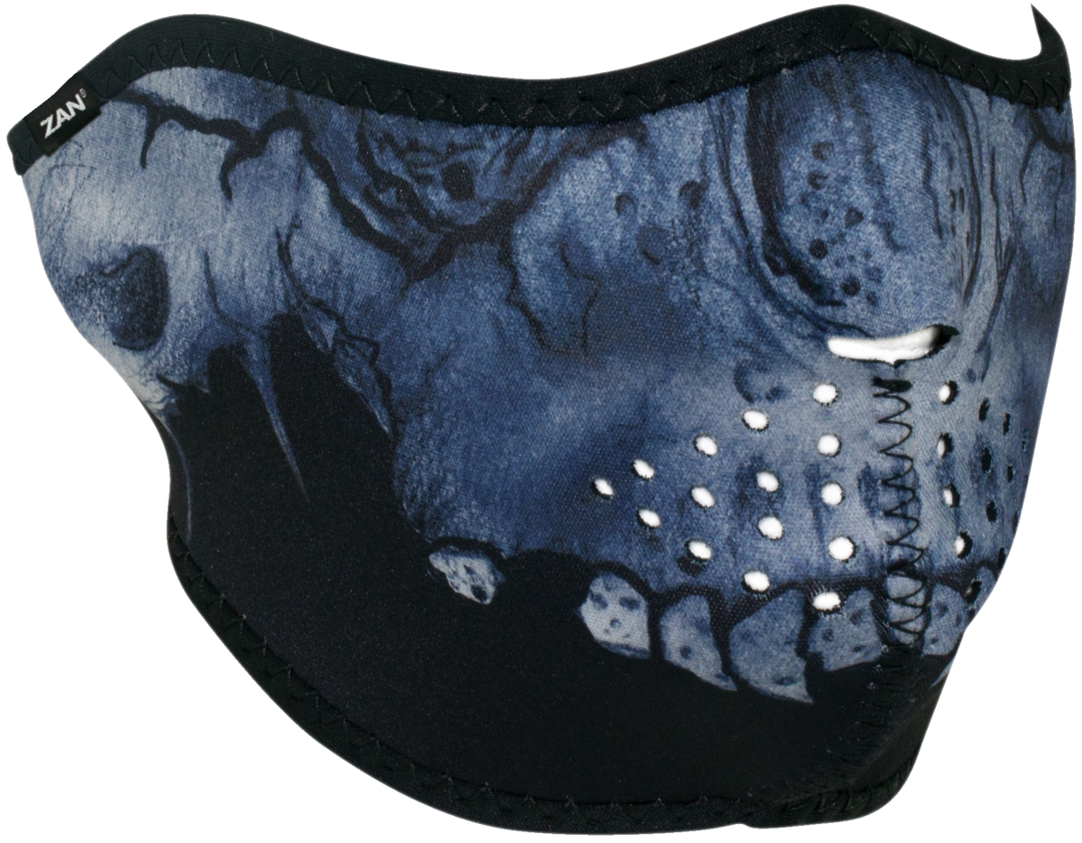 ZAN HEADGEAR HALF MASK NEOPRENE MIDNIGHT SKULL WNFM417H