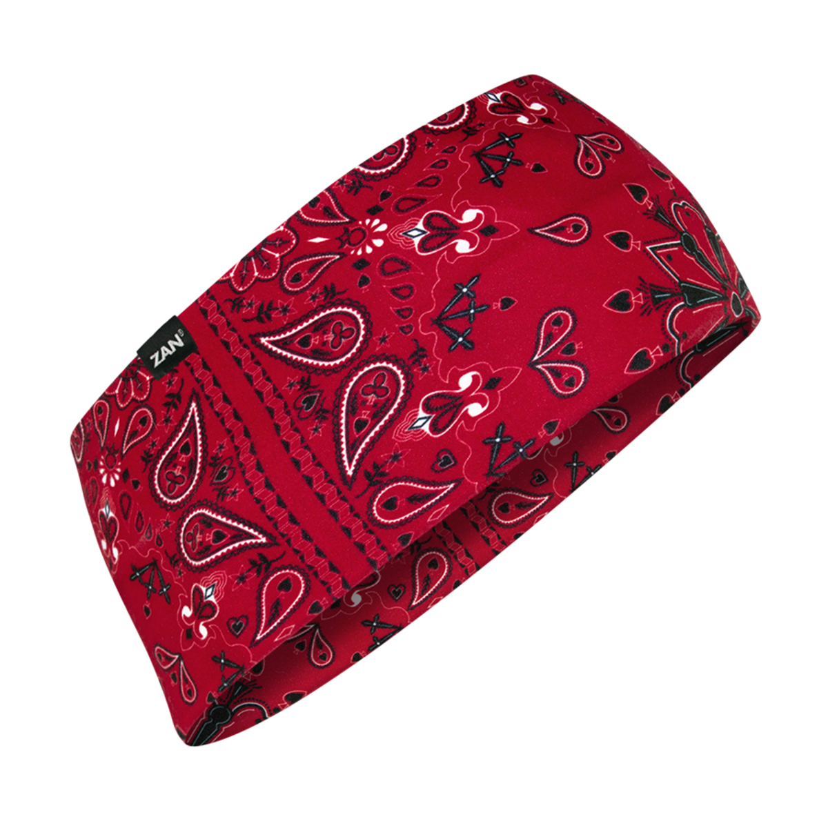 ZAN HEADGEAR HEADBAND SPORTFLEX SERIES RED PAISLEY HBL106