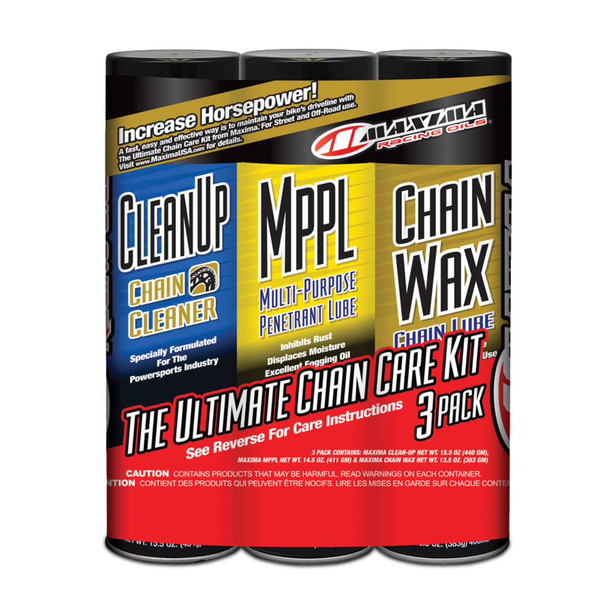 MAXIMA CHAIN WAX CHAIN CARE KIT 3-PACK (4) 70-749203