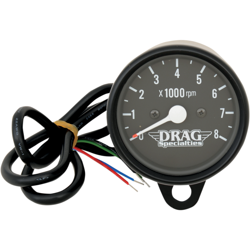 DRAG SPECIALTIES 2.4" BLACK ELEC 8000RPM TACH W/BLK FACE 2211-0119