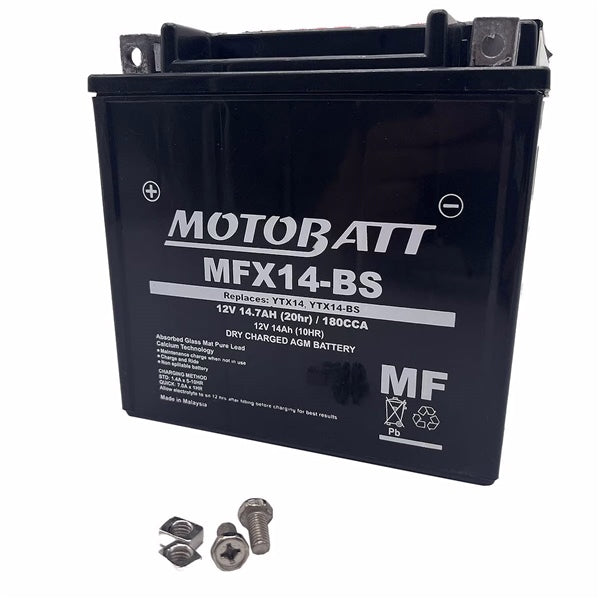 MOTOBATT MFX14-BS BATTERY YTX MFX AGM MOTOBATT MFX14-BS
