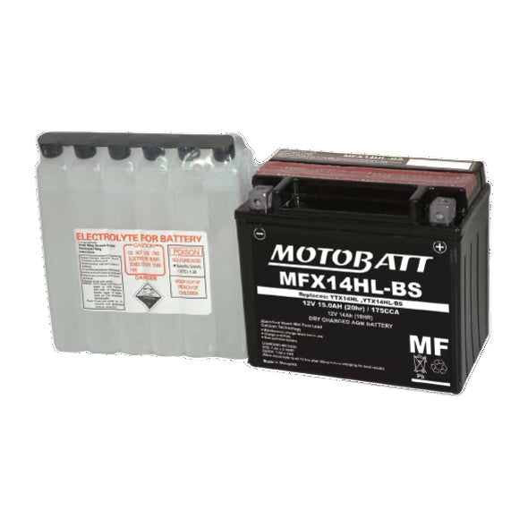 MOTOBATT MFX14HL-BS BATTERY YTX MFX AGM MOTOBATT MFX14HL-BS