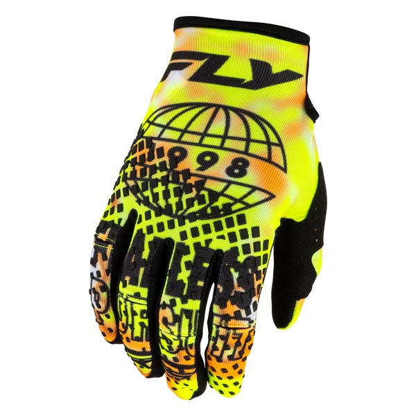 FLY RACING KINETIC BLUR GLOVES WHITE/ HIGH-VISIBILITY/ORANGE YOUTH MEDIUM 380-413YM