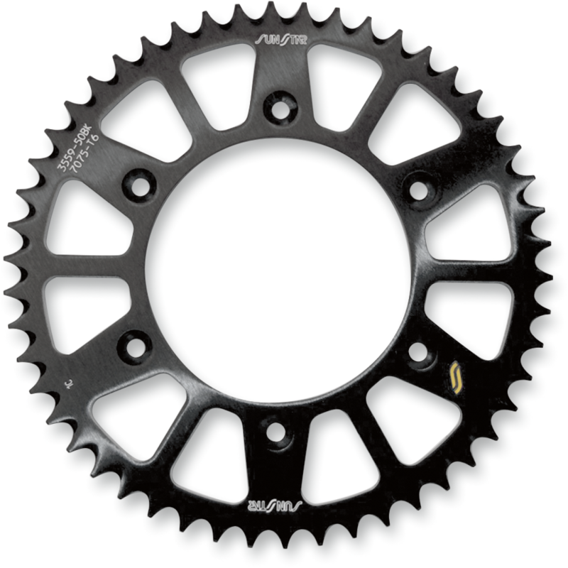 SUNSTAR SPROCKETS 520-48T ALUMINUM REAR SPROCKET BLACK 5-355948BK