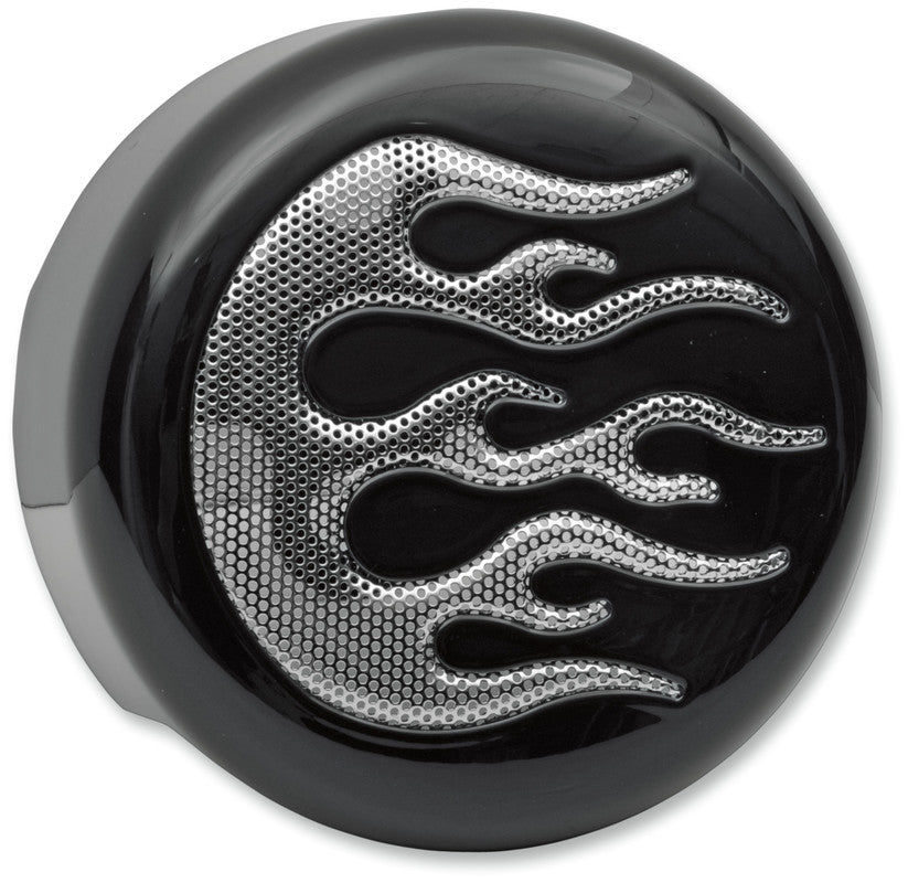 DRAG SPECIALTIES 91-19 MODEL BLK/CHR FLAME HORN COVER 2107-0053