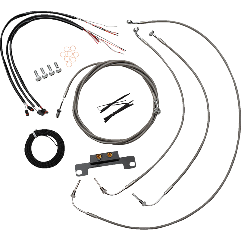 LA CHOPPERS MINI HANDLEBAR CABLE KIT WITH WIRING STAINLESS LA-8058KT2-08