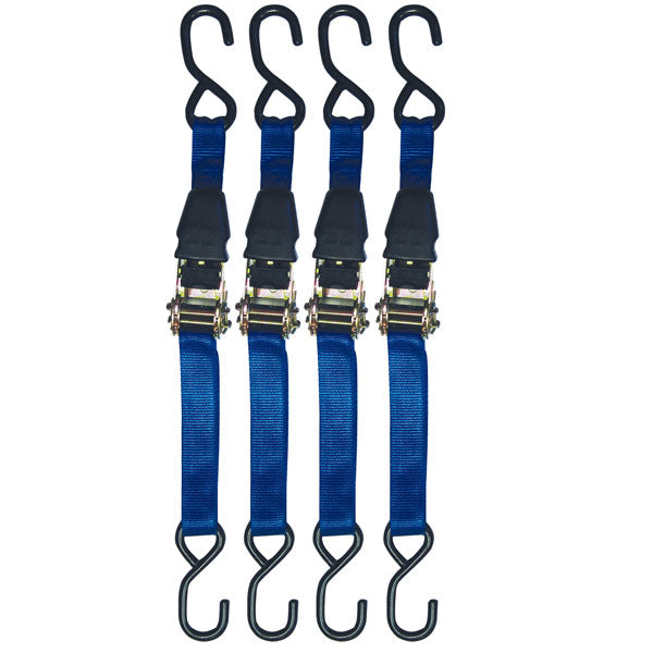 ERICKSON SOFT GRIP RATCHETING TIE-DOWNS 4PK 1" X 10' 1200 LB 01415
