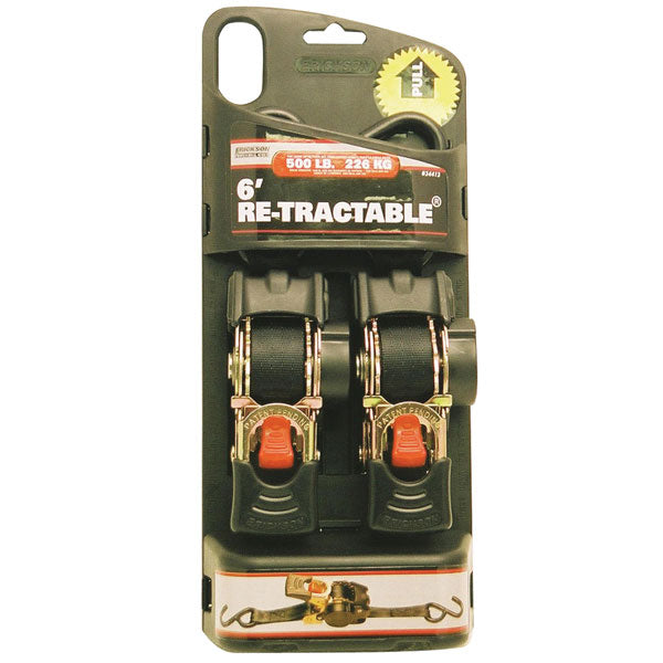 ERICKSON PROFESSIONAL SERIES RE-TRACTABLE RATCHET TIE DOWN 1" X 6' 1500LBS 34413