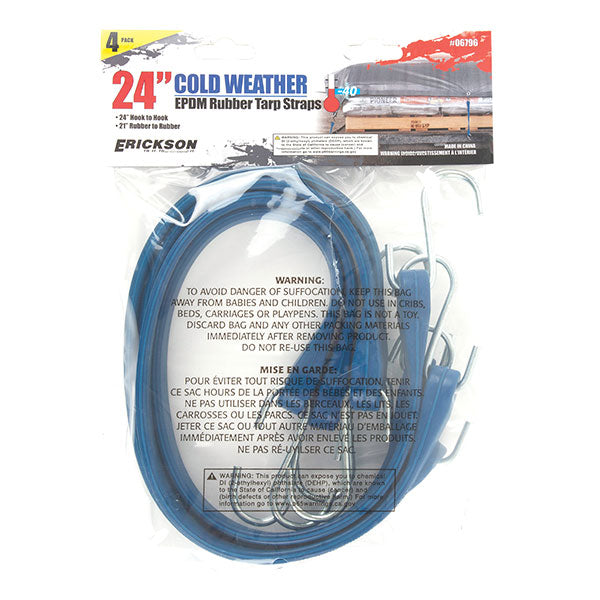 ERICKSON INDUSTRIAL EPDM COLD WEATHER BLUE RUBBER TARP STRAP 24"  06796